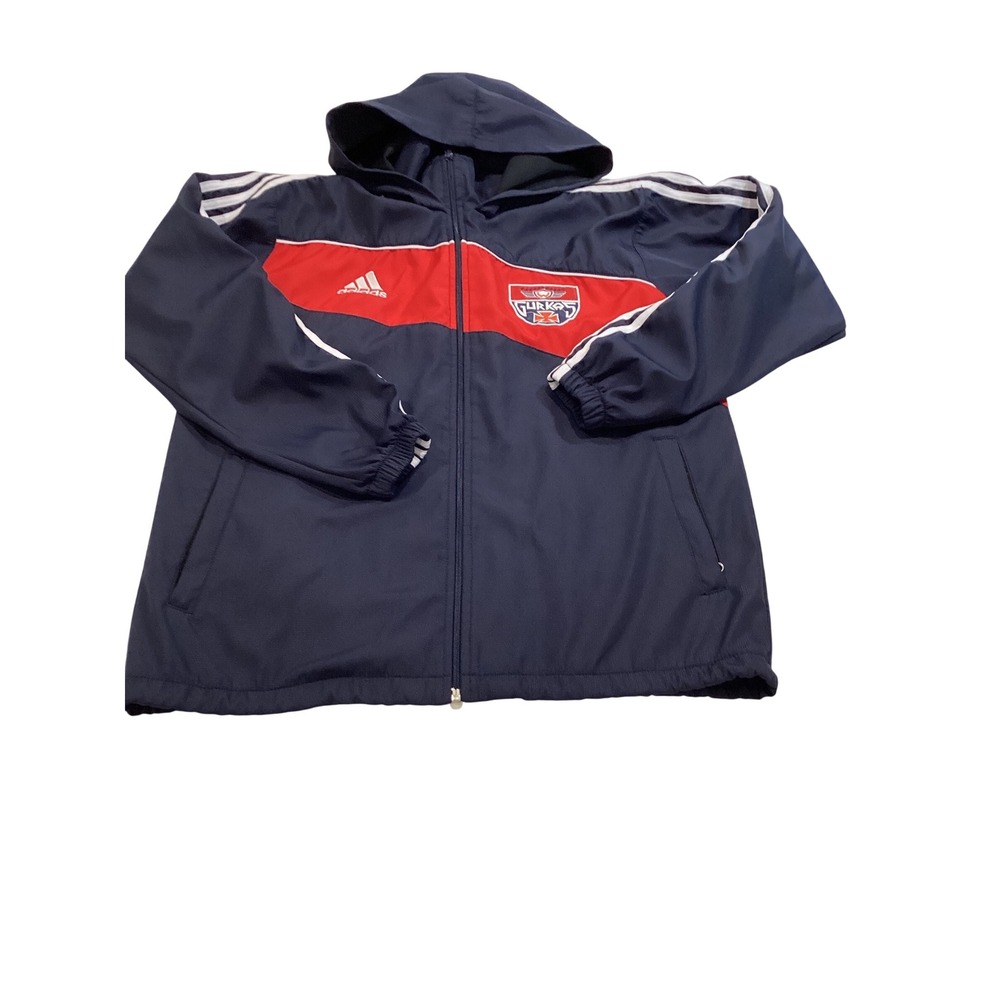 Adidas Gurkas 1999 Soccer Windbreaker Jacket Navy Blue Red‎ Mens Medium Hooded